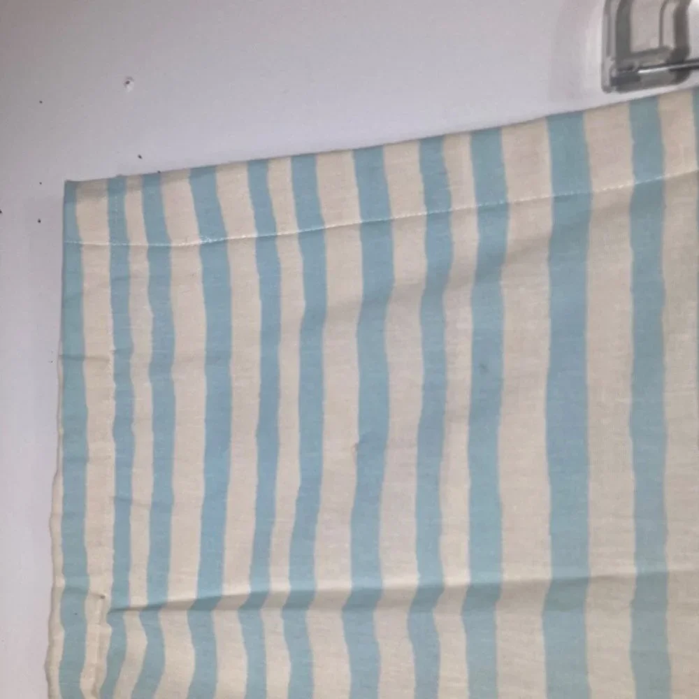 Handmade Hand‎ Tied Baby Quilt Large Squares Stripes & Hearts Blue 34 x 43